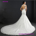 Sexy Open Back Lace Beaded A-Line with Beautiful Train White Wedding Dress